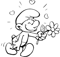 A coloring page of the smurfs